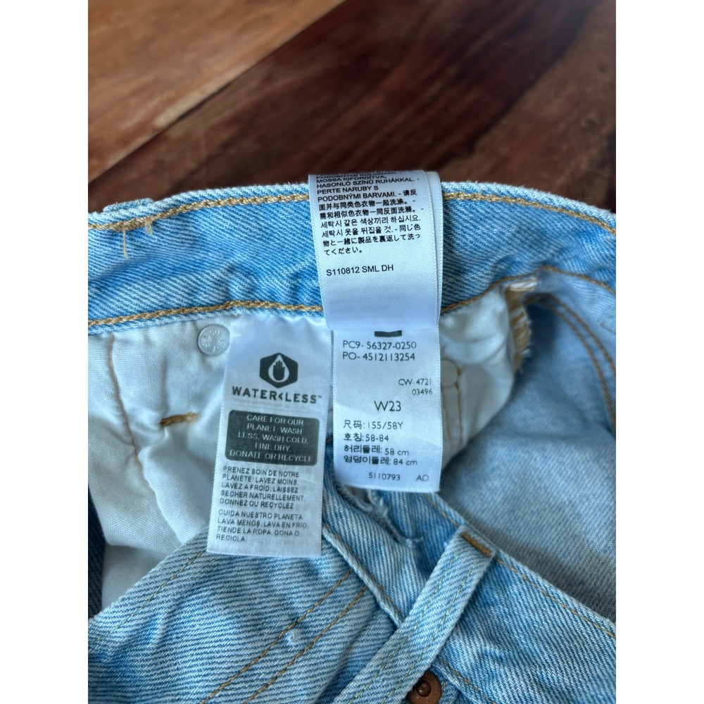 LEVI'S 501 denim shorts women sz 23 distressed button fly high rise cut-off - Picture 7 of 11